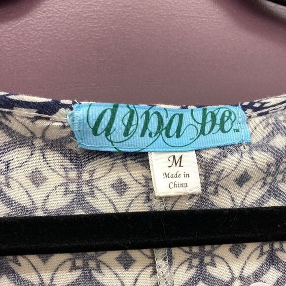 Diana Be Ladies Med Blue & Tan Printed Romper - Picture 4 of 4